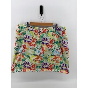 Christopher & Banks Mini Skirt Colorful Floral White Summer Spring Size 20W